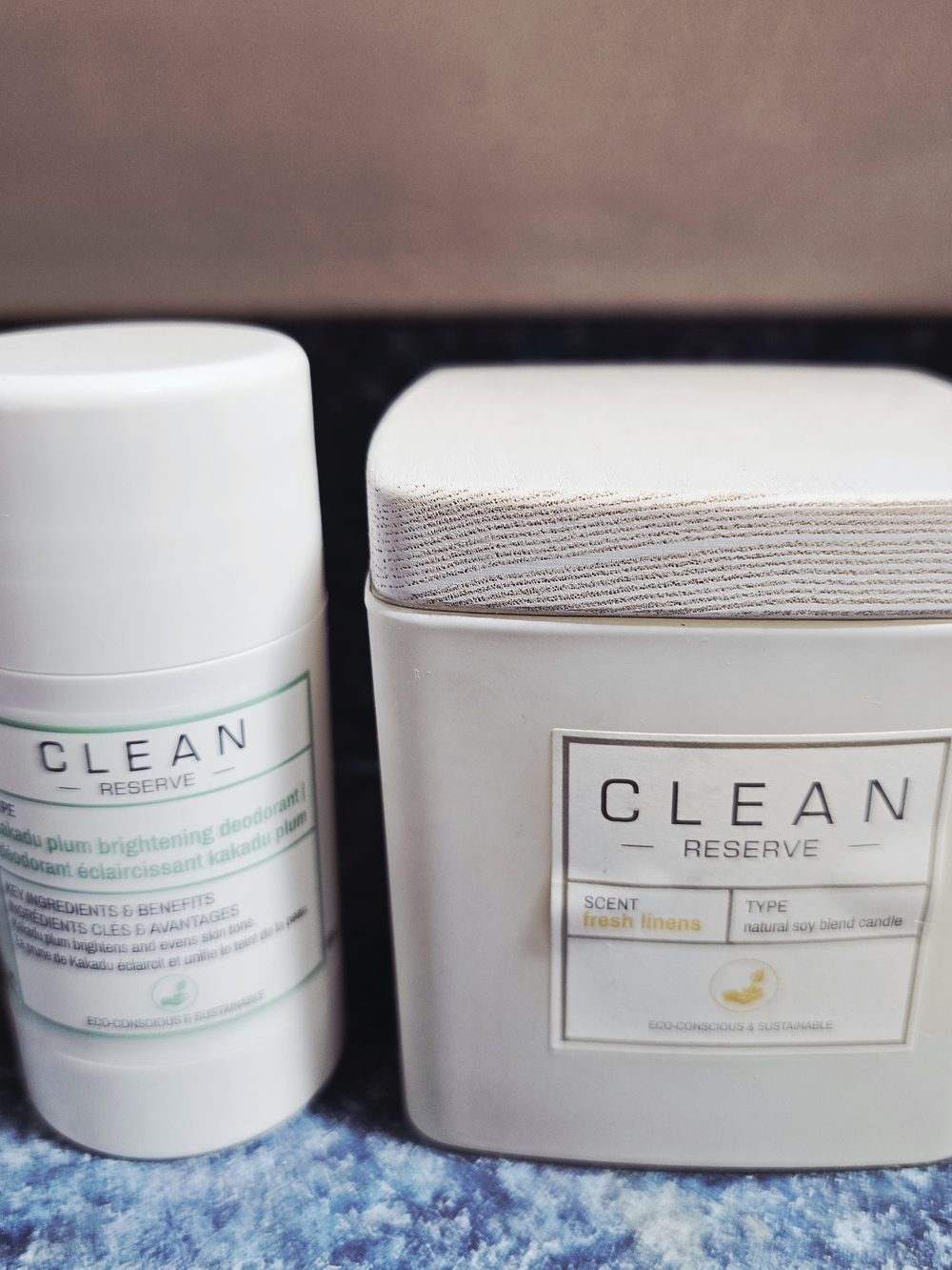 CLEAN RESERVE Fresh Linens Women’s SOY Blend Candle & Deodorant Set - White